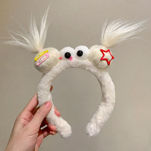 Trendy Quirky Hair Clip with Fluffy Hairband for Girls, Creative Versatile Face-Washing Hair Accessory