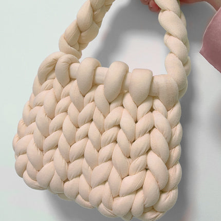Core-Filled Cotton Icelandic Wool Hand-Woven Bag Cat Nest Pillow Hand Bag Autumn and Winter Extra Thick Handbag Material Bag