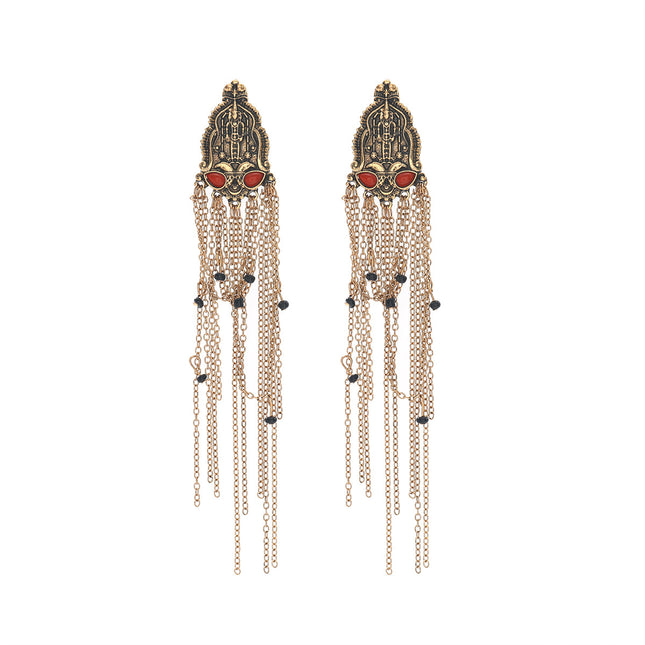 Za European and American Exaggerated Stylish Retro Tassel Multi-Layered Long Earrings for Women Niche Elegant Accessible Luxury Versatile Cross-Border Supply