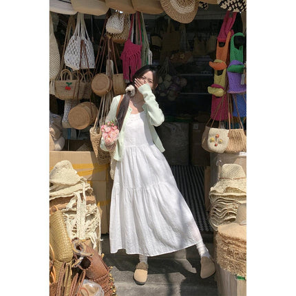 French Sweet Lace Suspender Long Skirt for Women Summer 2025 New Style Sleeveless Dress Spring and Autumn