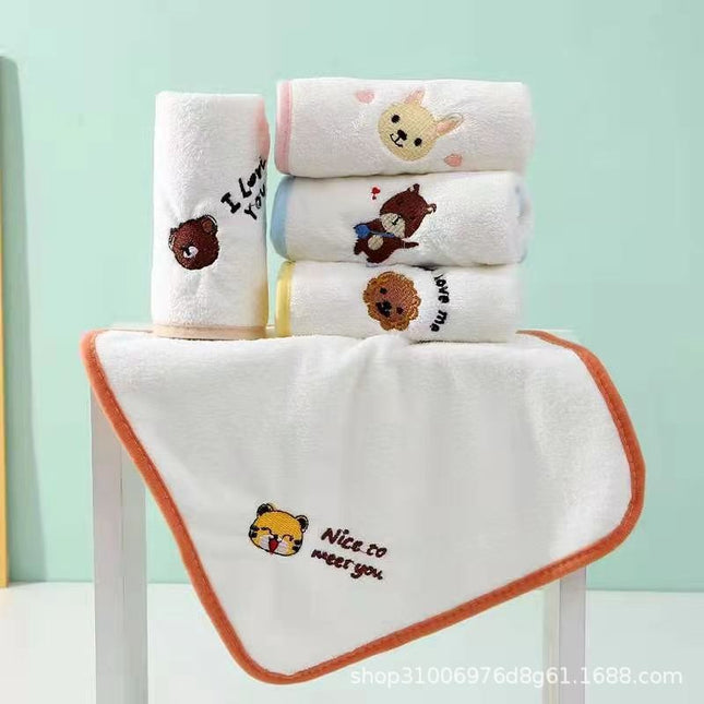 Factory Direct Sale Coral Fleece Towels for Newborns, Thickened, Quick-Drying, Ultra-Soft Small Square Towels for Children, Soft and Gentle on the Skin