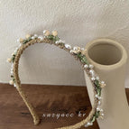 2#Green flower headband-wound style