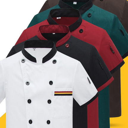 Foreign Trade Wholesale Cross-Border Export Restaurant Canteen Kitchen Clothing Hotel Chef Work Clothes Summer Wear Hotel Short-Sleeved Men's Clothing