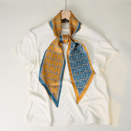 2025 European and American-style Beveled Silk Scarf Cross-border Silk Cashew Dot Long High-end Ribbon Scarf Women's Belt