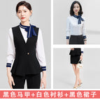 Black vest + white shirt + black skirt / S