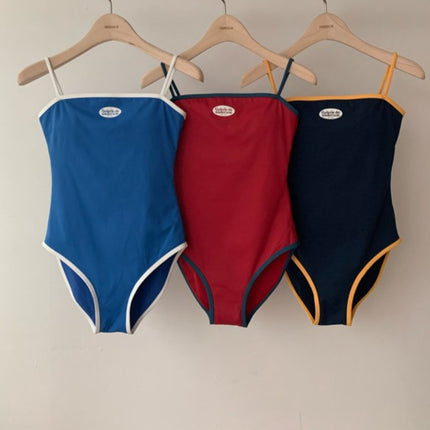 South Korea Dongdaemun cross-border ins style sling one-piece swimsuit 2024 new simple hot spring covered swimsuit