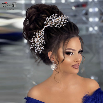 Youlapan European and American Style Silver Shiny Hair Accessories Handmade Rhinestone Hair Comb Chinese Style Banquet Dress Headpiece Wholesale Hp276