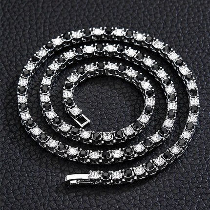 European and American hip-hop 4mm a row of tennis chain simple Joker two-color alloy rhinestone neck chain TennisChain wholesale
