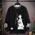 Round neck sweatshirt kitten black / (s size) weight 70-85