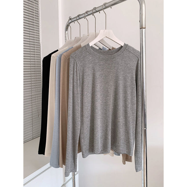 Thin Sunscreen Foundation Moddale Cotton T-shirt Women's New Style Good-looking Gentle Unique Shoulder Long Sleeve Top