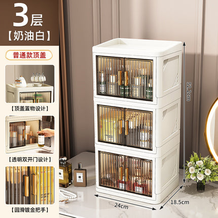 Cross-border Acrylic Folding Cosmetic Storage Box Multi-layer Double Door Desktop Dustproof Desk Storage Box