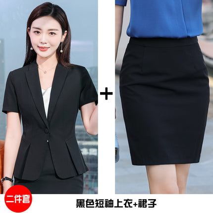 Small Suit Women's Jacket Korean Style Slim-fit Slimming Short-sleeved Suit Professional suit Women's Summer OL Sweat Steamed Foot Bath Work Clothes
