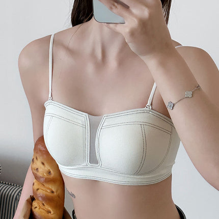 Non-slip strapless air integrated cup underwear live hair generation seamless fishbone line tube bra foreign trade cross-border