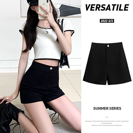2025 Summer New Style Missing Shorts for Women Korean Style Petite Black Leggings Outerwear Jazz Girl Group