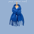 Thick solid color large scarf klein blue