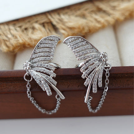 Fishtail Butterfly Ear Clip Tassel Design Niche Earrings Exquisite and Versatile Sweet Cool Cold Style Earrings Yiwu Wholesale