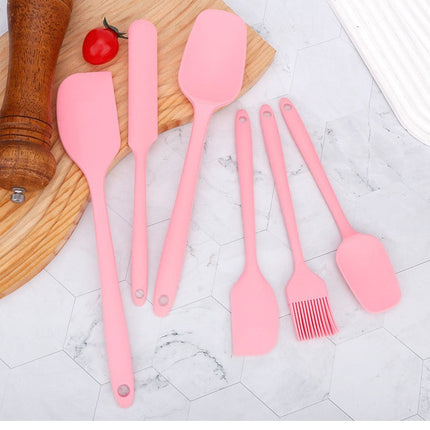 Factory in stock silicone baking 6-piece one-piece silicone scraper spatula oil brush household baking tools suit