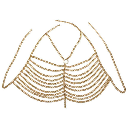 New cross-border jewelry European and American fashion luxury metal aluminum chain multi-layer sexy chest chain fashion neck body chain