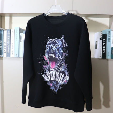 175kg Foreign Trade Exclusive Plus Size American Style Digital Print Dog Head Crew Neck Casual Fashion Sweatshirt with Personality