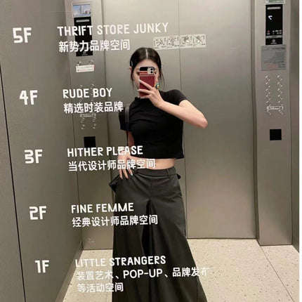 Niche cleanfit Yupi super wide-leg casual suit pants women's 2024 spring and summer low waist loose draping mop pants