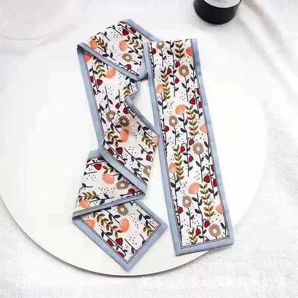Internet Celebrity Silk Scarf Hair Band Retro French Style Women's Tie Hair Silk Printing Polka Dot Ethnic Style Korean ins Girls' Hair Ring