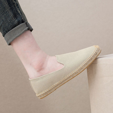 Fisherman Shoes Men's Spring and Summer New Linen Canvas Simple Casual Straw Soft Bottom Loafers Slip-on Loafers