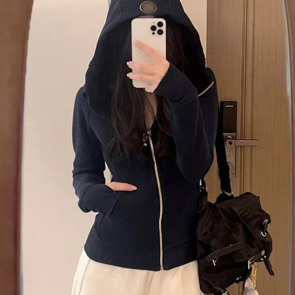 Lulu Original Scuba Cardigan Full Zipper Slim Long-Sleeved Hoodie Hooded Jacket Jacket Sweatshirt Women's Top