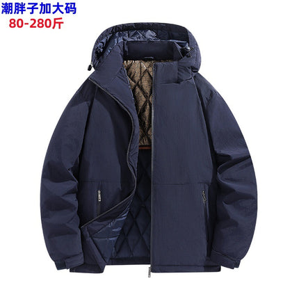 Factory Winter Cotton Clothes Men's Plus Size Casual Cotton Clothes Trendy Removable Cap Charge Clothes Graphene Warm Clothes