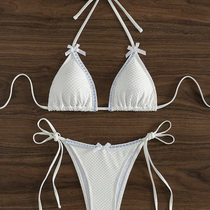 2025 European and American New Sexy Bikini Bikini Split Swimsuit for Women Small Fresh Solid Color Cross-border Special