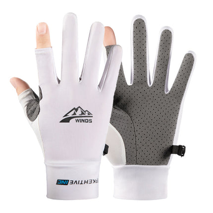 Cycling Sports Gloves for Men and Women, Summer Thin Ice Silk Sun Protection, Uv Protection, Breathable Cycling Touch Screen Full-Finger Gloves
