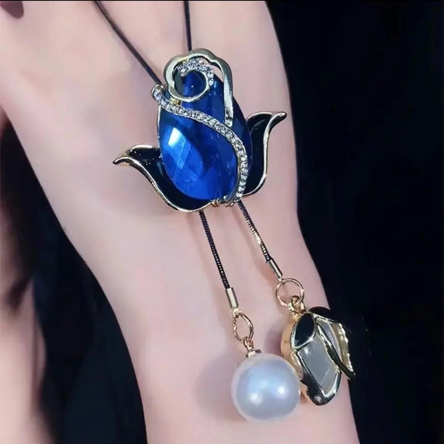Cross-Border European and American Style Sweater Chain Women's Long Necklace Light Luxury Versatile Autumn and Winter Tulip Decoration Wholesale Chain