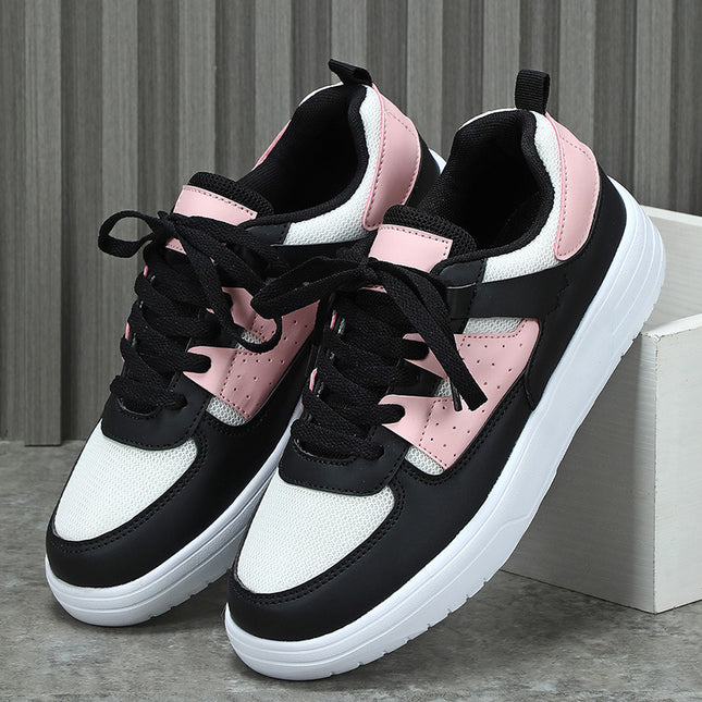 Korean Style Trendy Four-Season Thick-Soled Skateboard Shoes, Mesh Breathable Casual Shoes, Lace-Up Fashionable Women's Shoes, Outdoor Couple Trendy Shoes