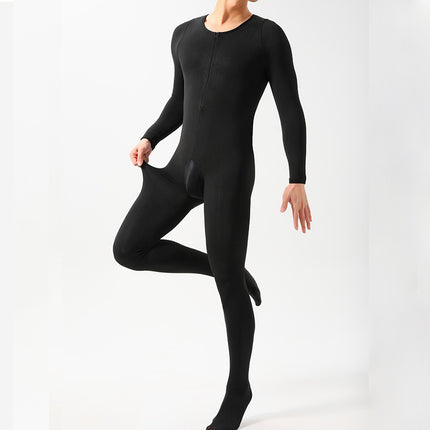 Cross-Border Plus-Size Fleece-Lined Thickened Zip-Up Full-Body Jumpsuit for Men, Warm Open-Crotch No-Take-Off Strap Jj Sexy Romper