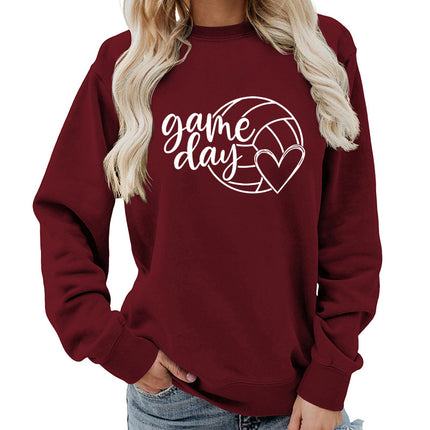 Cross-border supply of foreign trade in Europe and the United States game day printed round neck women's jacket sweater coat European size plus size