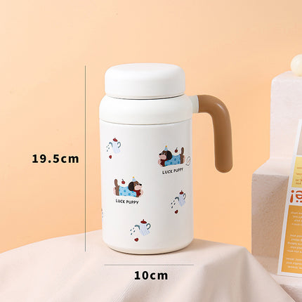 Cartoon cute high-value large-capacity new thermos stainless steel outdoor sports portable rope coffee cup