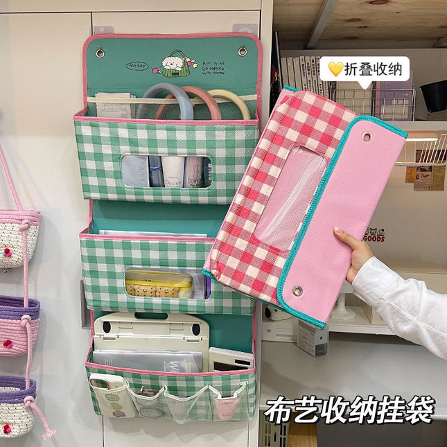 High-value Fabric Storage Hanging Bag Household Dormitory Wardrobe Bedside Large Capacity Multi-layer Storage Bag Hanging Storage Bag