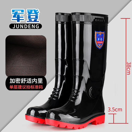Kitchen High-Top Thickened Chef Rubber Shoes Non-Slip Rain Boots Waterproof Oil-Proof Kitchen Shoes with Cow Tendon Sole Men's Long Water Shoes