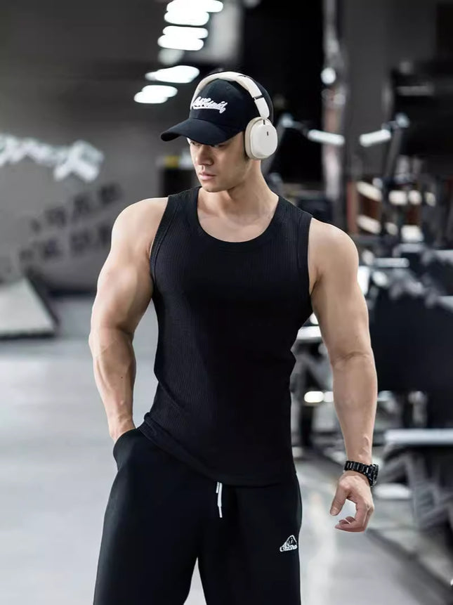 Waistcoat heavyweight 310G sleeveless muscle fitness dog vest men's large slim casual base