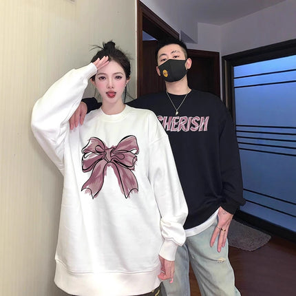 Autumn and Winter Oversize Velvet Round Neck Sweatshirts for Men and Women, Special Couple Wear, Trendy Brand Class Uniforms, Warm Bottoming Shirts
