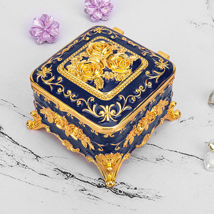 Cross-border E-commerce European-style Retro Metal Jewelry Box Exquisite Enamel Color Necklace Jewelry Storage Box Princess Jewelry Box