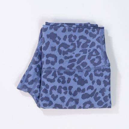 Yoga hot cross-border women's high waist belly contracting tight leopard print hip lifting fitness running sports cropped pants