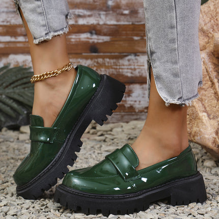 Foreign trade shoes 2024 winter new British style Joker thick bottom round head stone pattern pedal loafers wholesale