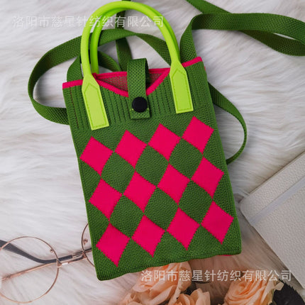 Girl's Heart-Shaped Knitted Crossbody Bag