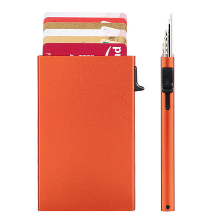 Fashionable and Simple Ultra-Thin Metal Automatic Pop-Up Card Holder for Men and Women Anti-Theft Brush Anti-Degaussing Aluminum Alloy Card Box