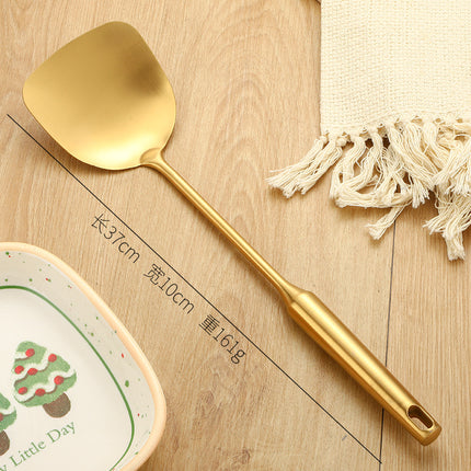 Stainless Steel High-grade Soup Leak Hot Pot Spoon Thickened Soup Spoon Golden Large Soup Spoon Titanium Plated Golden Soup Spoon Golden Spatula Spoon
