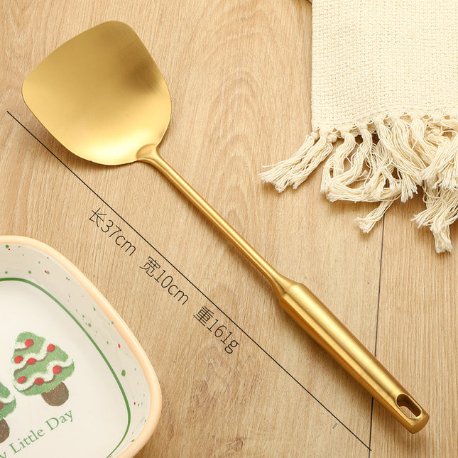 Stainless Steel High-grade Soup Leak Hot Pot Spoon Thickened Soup Spoon Golden Large Soup Spoon Titanium Plated Golden Soup Spoon Golden Spatula Spoon