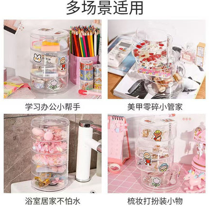 Desktop Storage Box Earrings Hairpin Jewelry Cosmetics Jewelry Multifunctional Sundries Transparent Rotating Storage Box