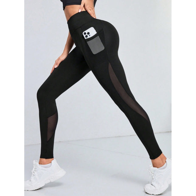 New cross-border hot sale fitness mesh stitching sports tights high waist hip yoga pants yoga clothing leggings