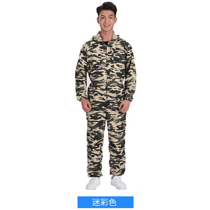 Camouflage One-piece Work Clothes Carrying Clothing Men's Dust-proof One-piece Full-body Protective Clothing Breathable Spray-painted Labor Protection One-piece Clothing