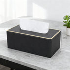 Large tissue box-black -gold edge